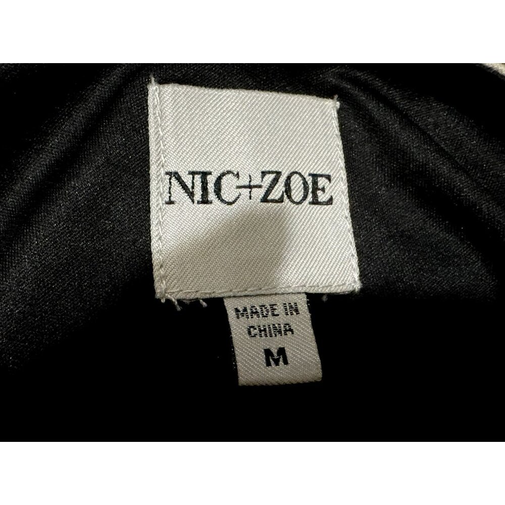 NEW Nic & Zoe Breezy Leaves Midi Dress Sz M Black Multi Lined Side Slit $188 - Picture 7 of 12